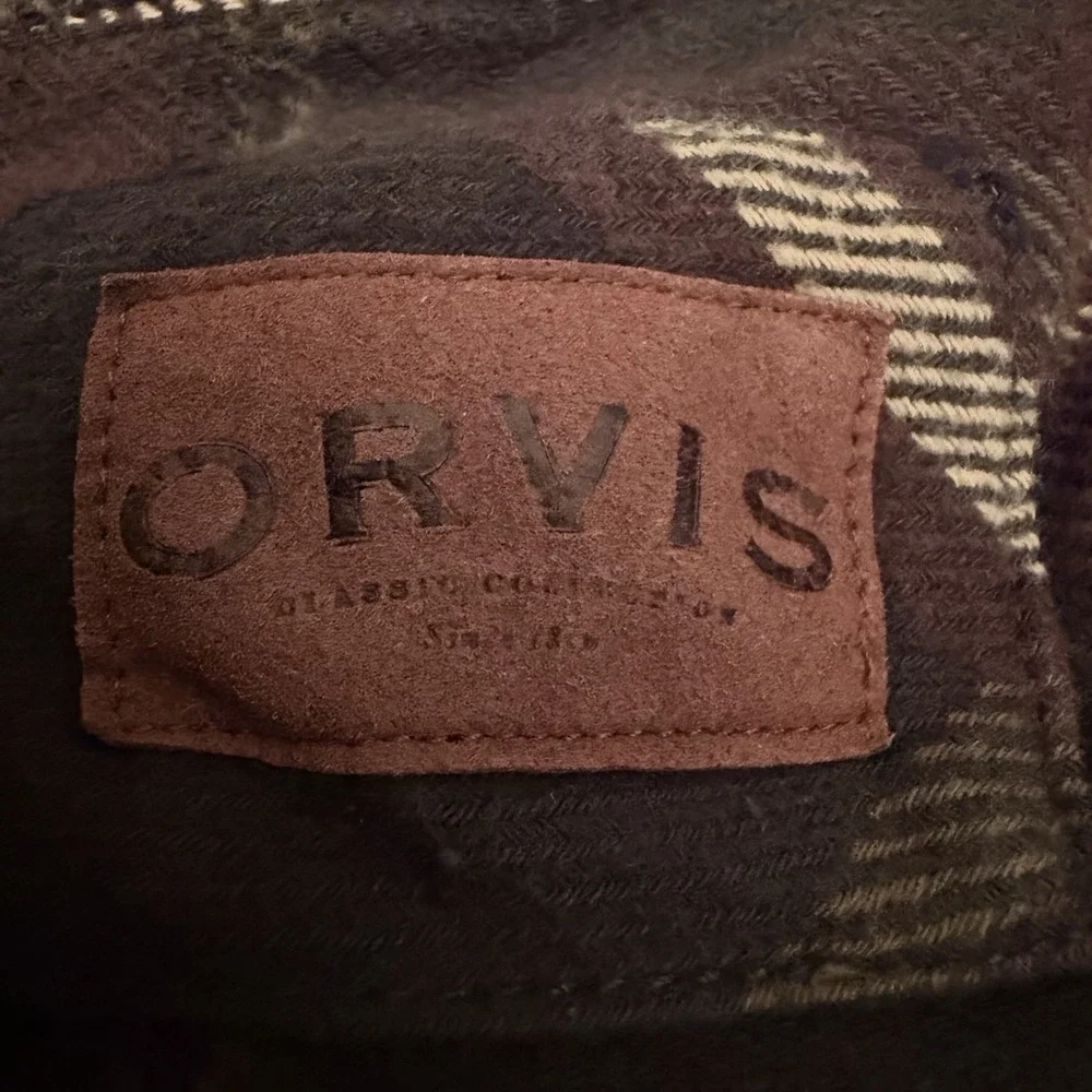ORVIS Men's Heavy Weight Flannel Brown Plaid Pockets Outdoors Workwear XXL